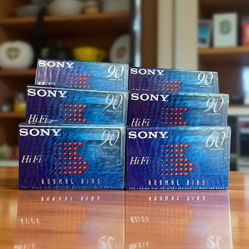 Sony Blank Audio Cassette Tape Lot x6 Hi-Fi Normal Bias Type I 90/60 Min Sealed